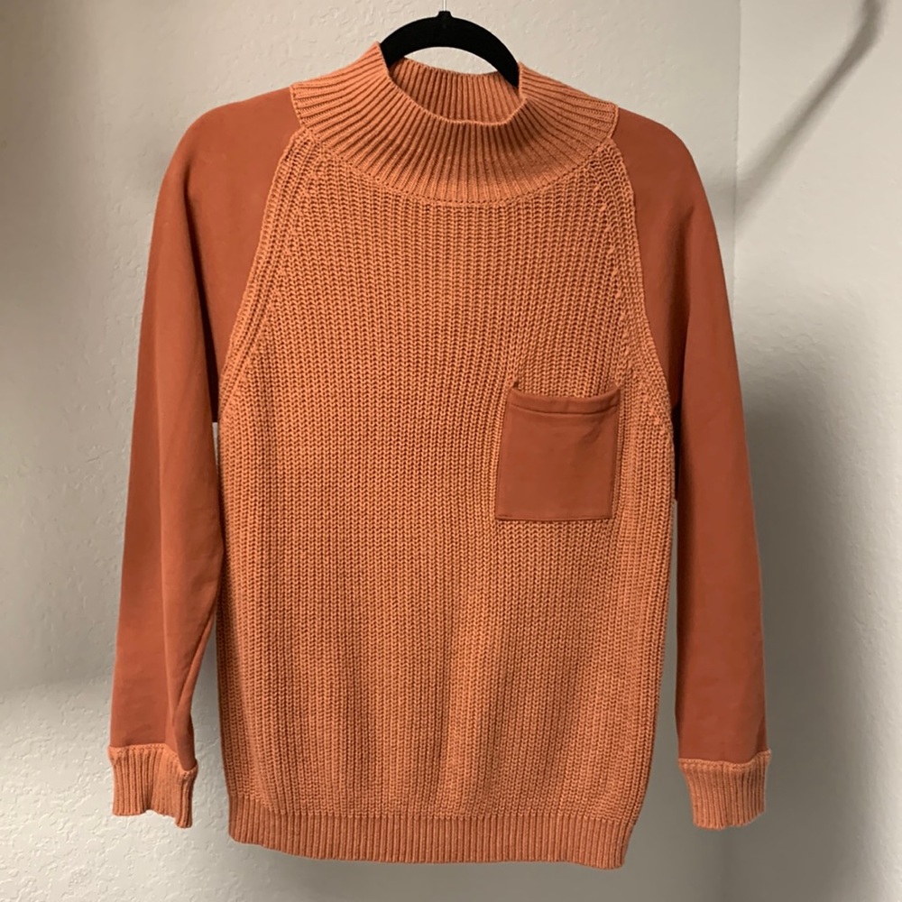 Roolee Arkansas Pocket Pullover Sweater Sweatshirt Mockneck Size Medium Salmon